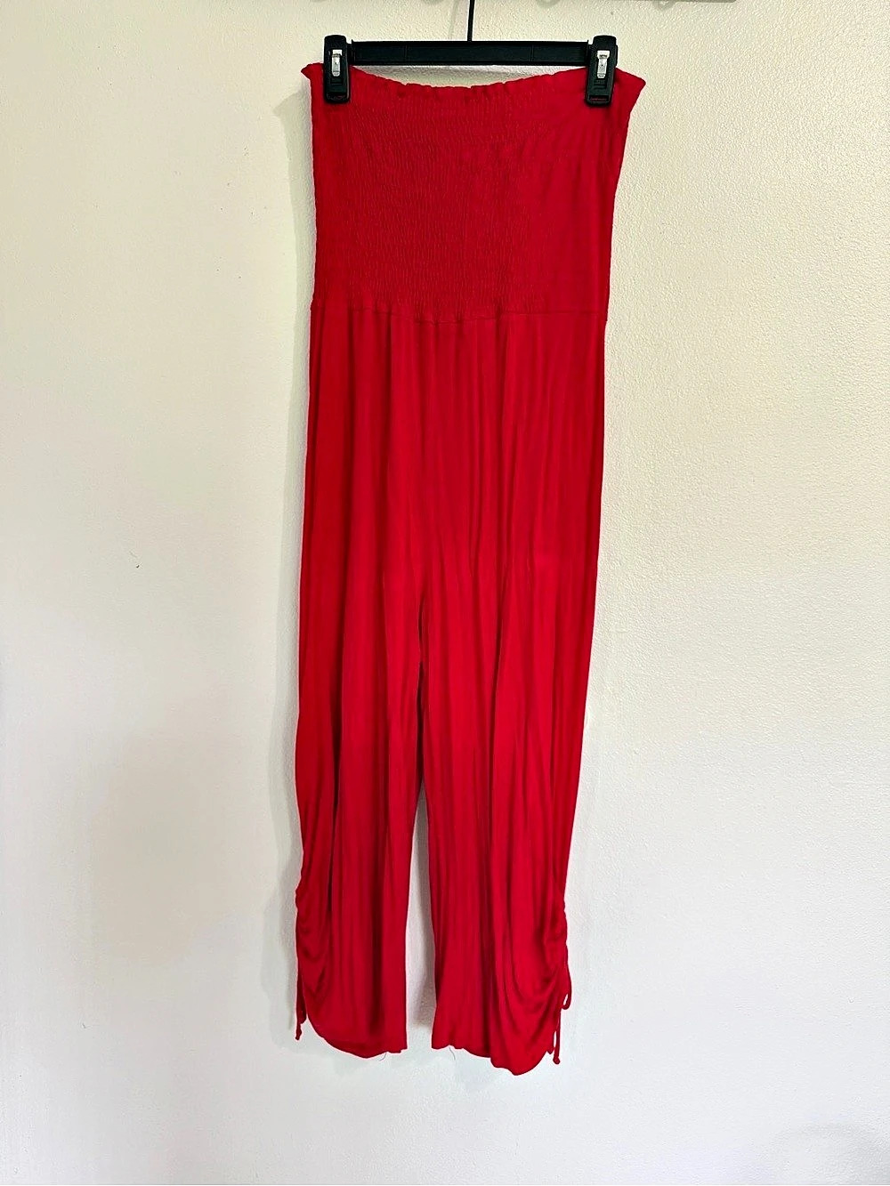Red Smocked Wide Leg Jumpsuit S from Marshalls